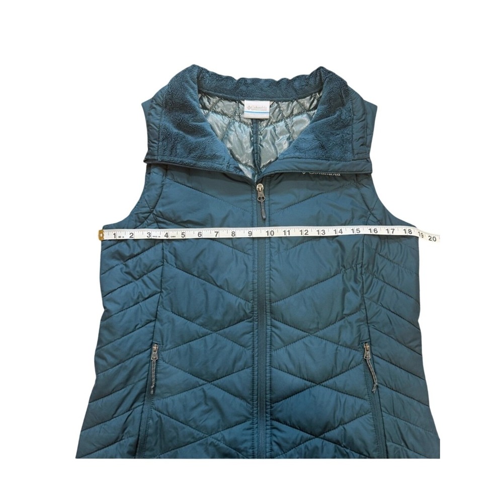 Columbia Heavenly Long Vest Womens Medium Teal Blue Quilted Omni-Heat Insulated - Picture 5 of 7